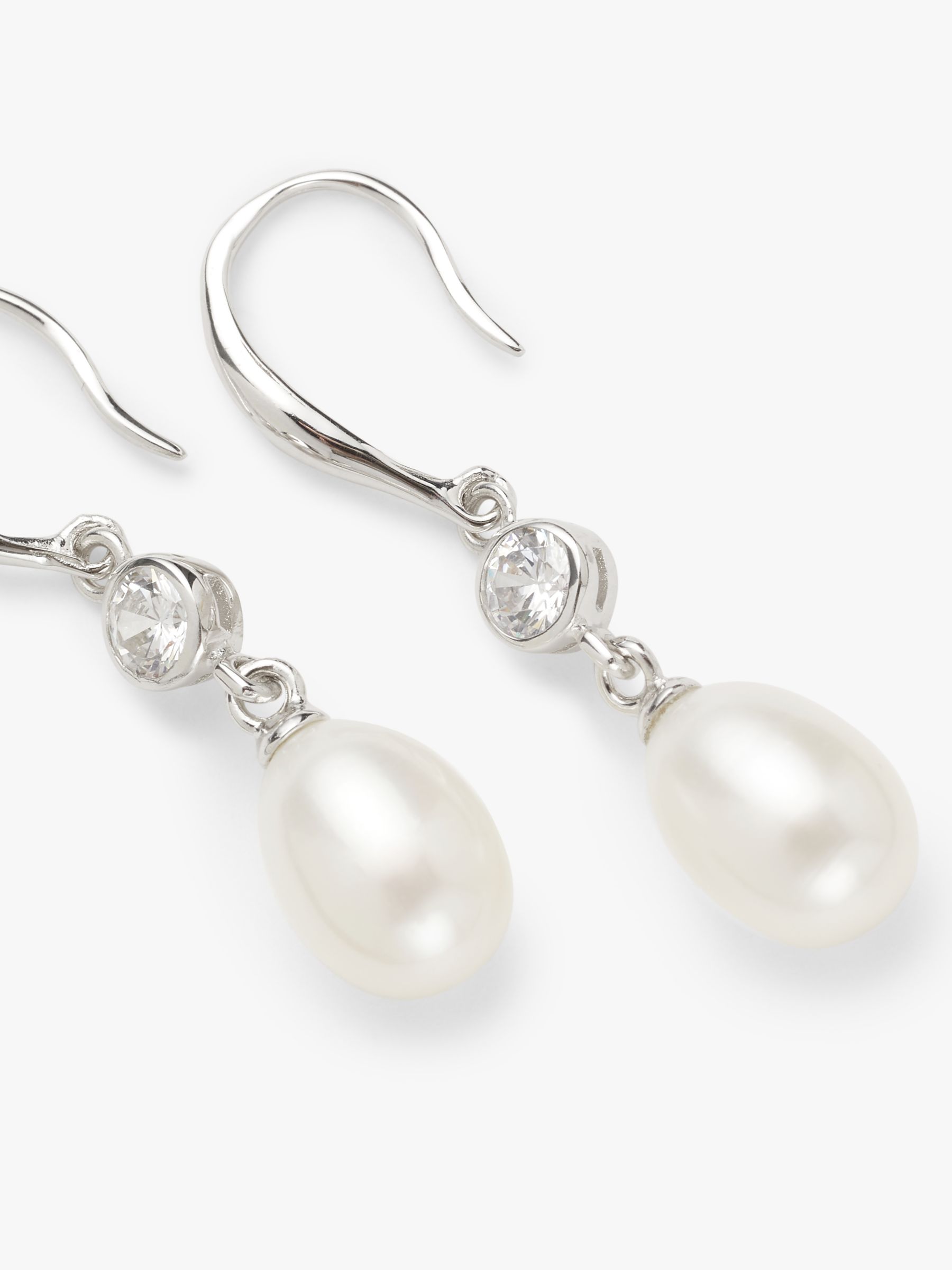 Buy Lido Solitaire Cubic Zirconia & Freshwater Pearl Hook Earrings, Silver/White Online at johnlewis.com