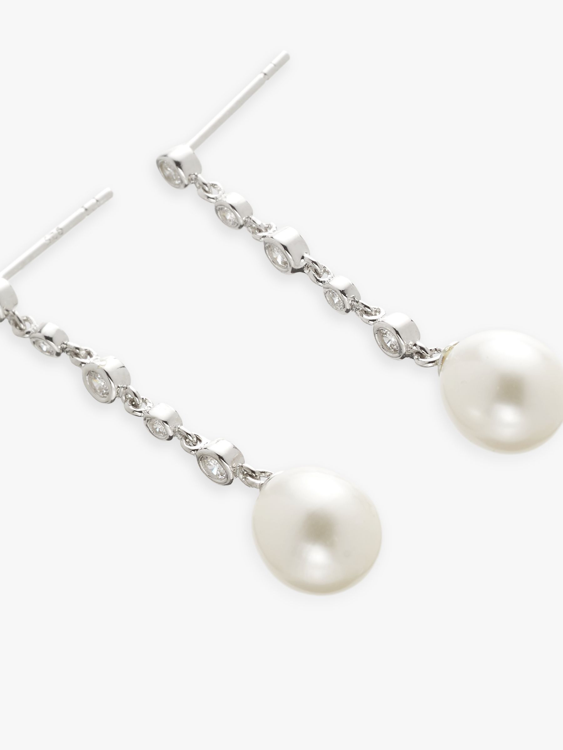 Lido Cubic Zirconia & Freshwater Pearl Long Drop Earrings, Silver/White ...