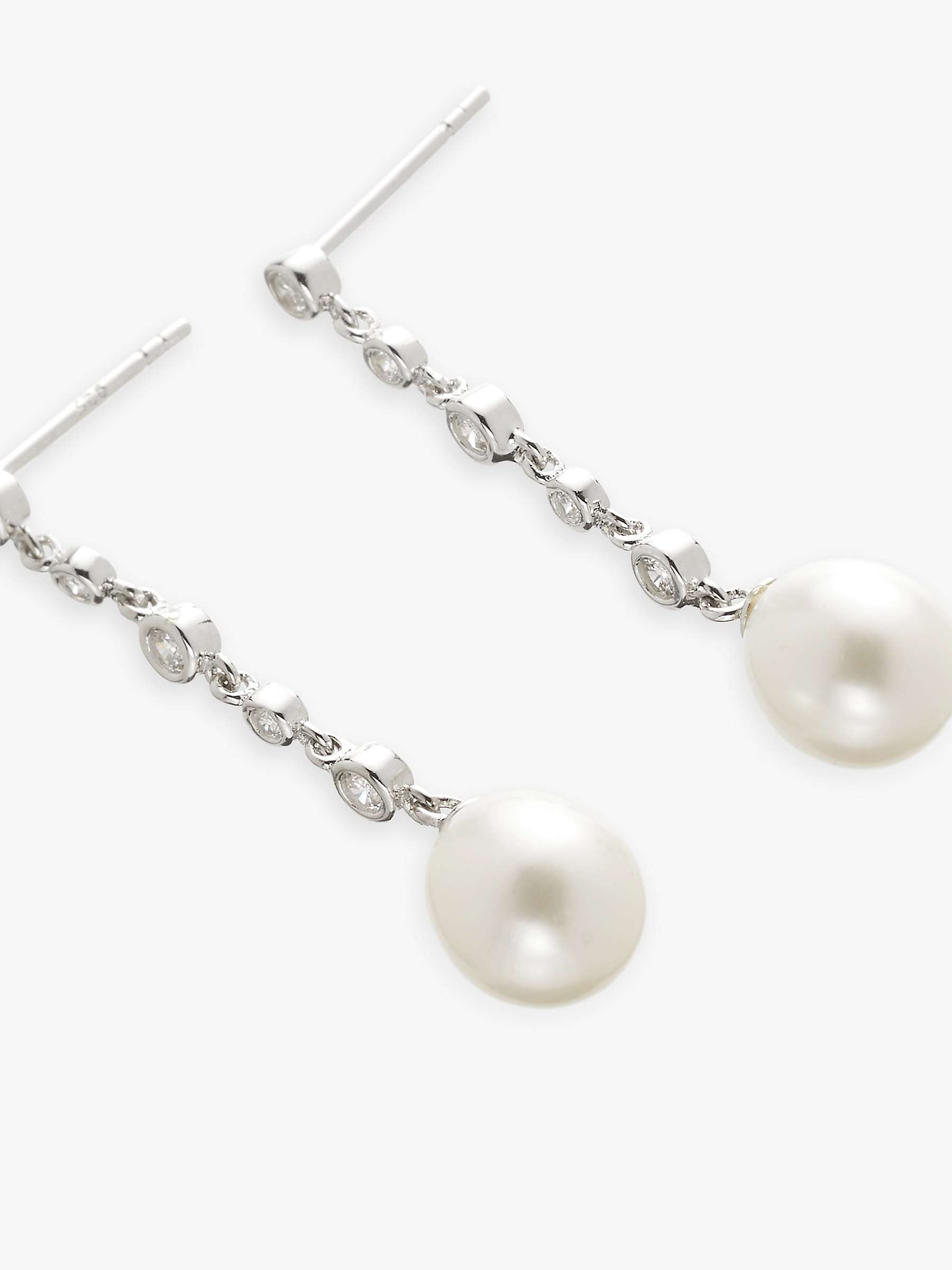 Buy Lido Cubic Zirconia & Freshwater Pearl Long Drop Earrings, Silver/White Online at johnlewis.com