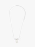 Lido Freshwater Pearl & Cubic Zirconia Leaf Drop Pendant Necklace, Silver/White