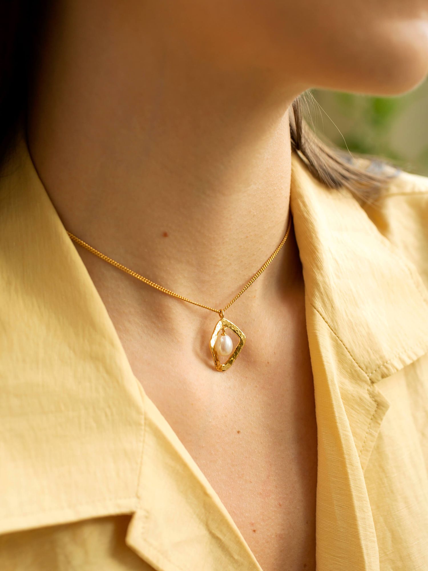 Buy Claudia Bradby Hammered Rhombus Freshwater Pearl Necklace Online at johnlewis.com