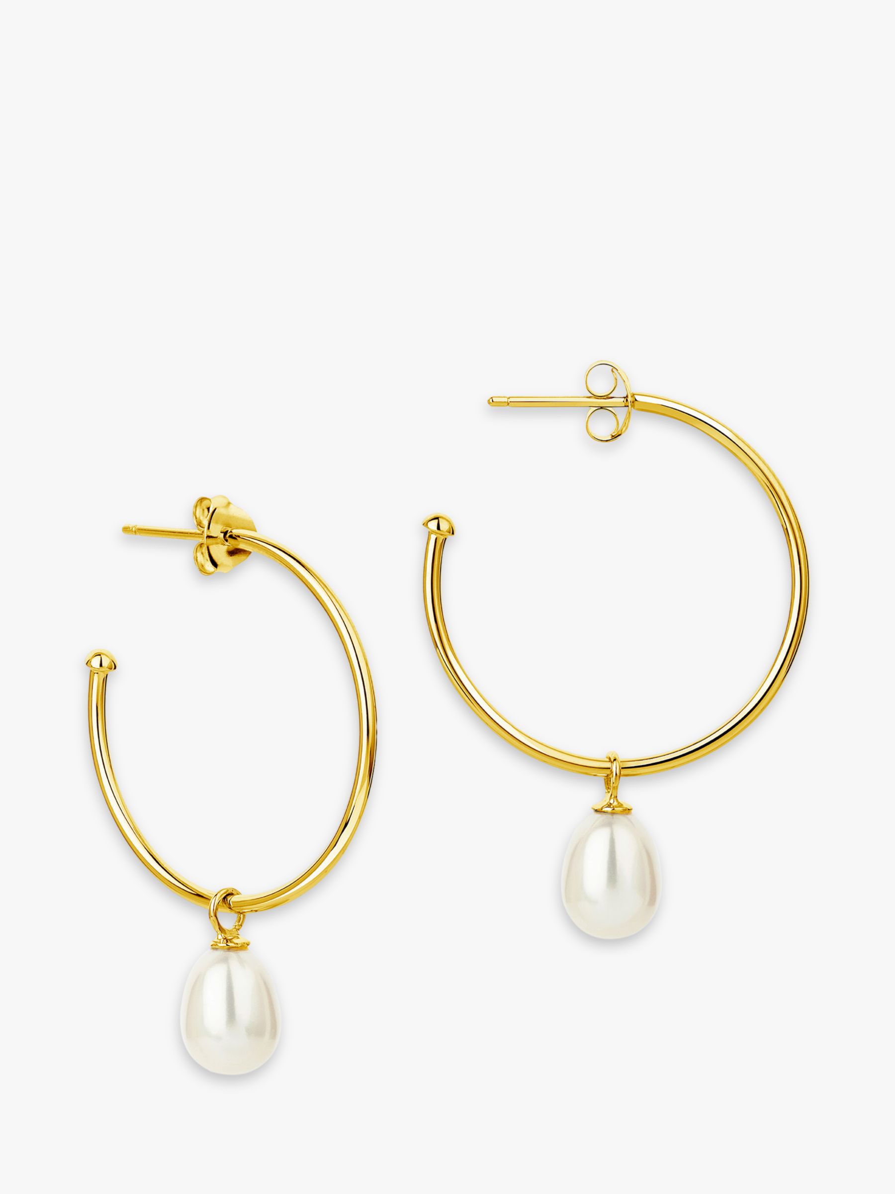 Claudia Bradby Pearl Drop Hoop Earrings, Gold at John Lewis & Partners