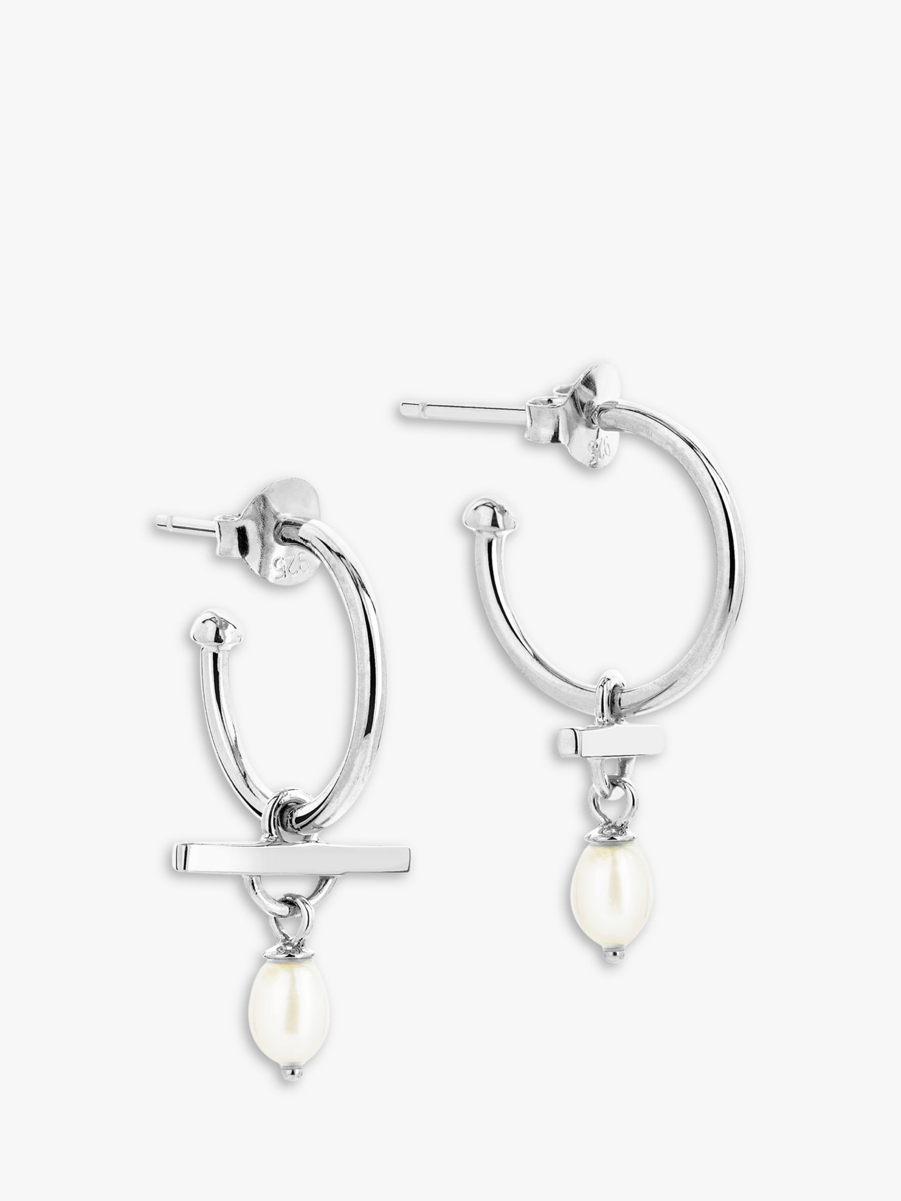 Claudia Bradby Chakra Balance Freshwater Pearl Hoop Earrings, Silver at ...