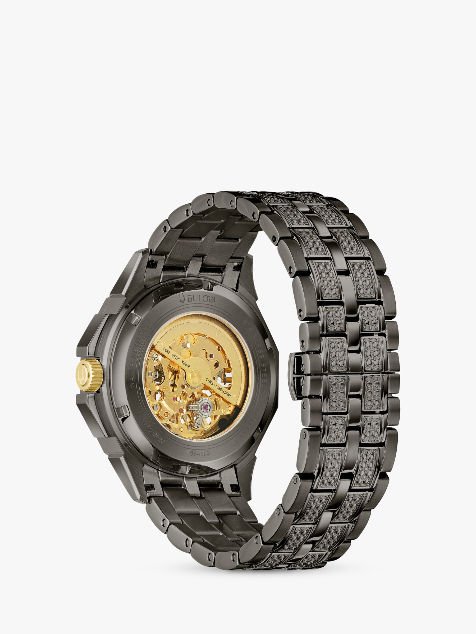 Buy Bulova 98A293 Men's Crystal Collection Octava Automatic Skeleton Dial Bracelet Strap Watch, Grey/Gold Online at johnlewis.com