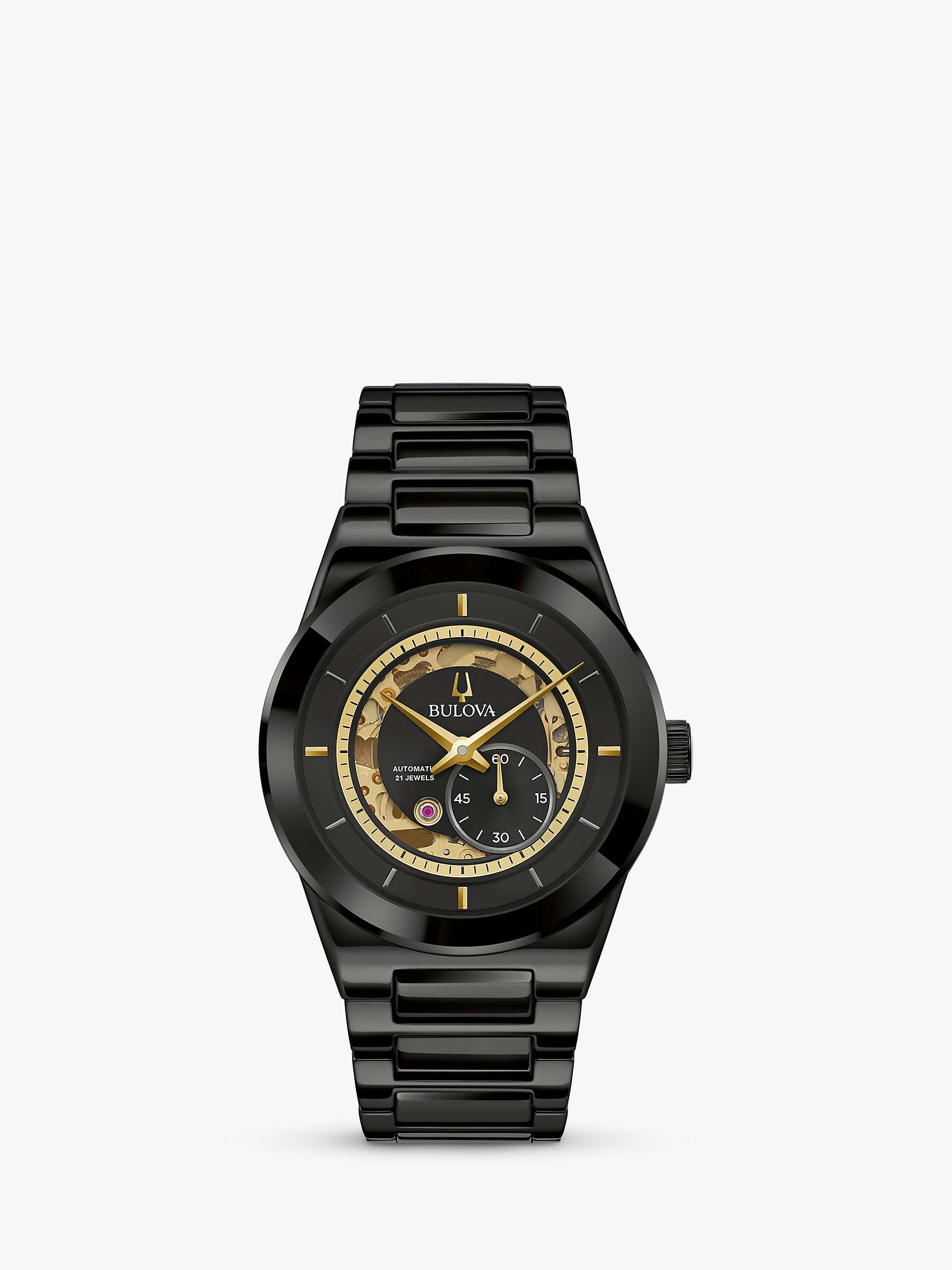 Buy Bulova 98A291 Men's Modern Millennia Automatic Bracelet Strap Watch, Black Online at johnlewis.com