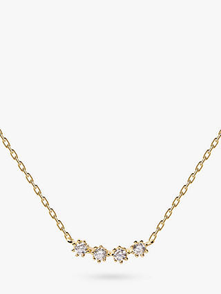 PDPAOLA White Tide Cubic Zirconia Chain Necklace, Gold