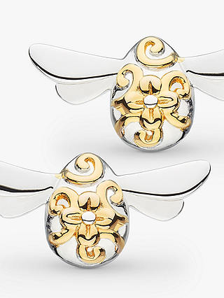 Kit Heath Blossom Flyte Honey Bee Stud Earrings, Silver/Gold