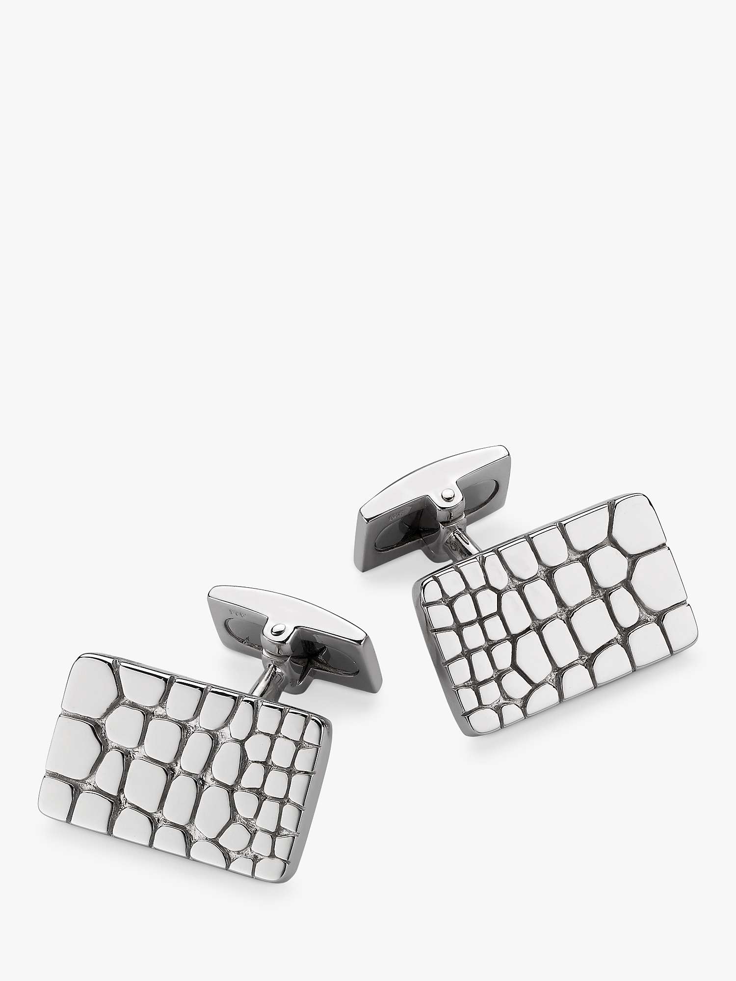 Buy Hoxton London Crocodile Patterned Rectangle Cufflinks, Silver Online at johnlewis.com