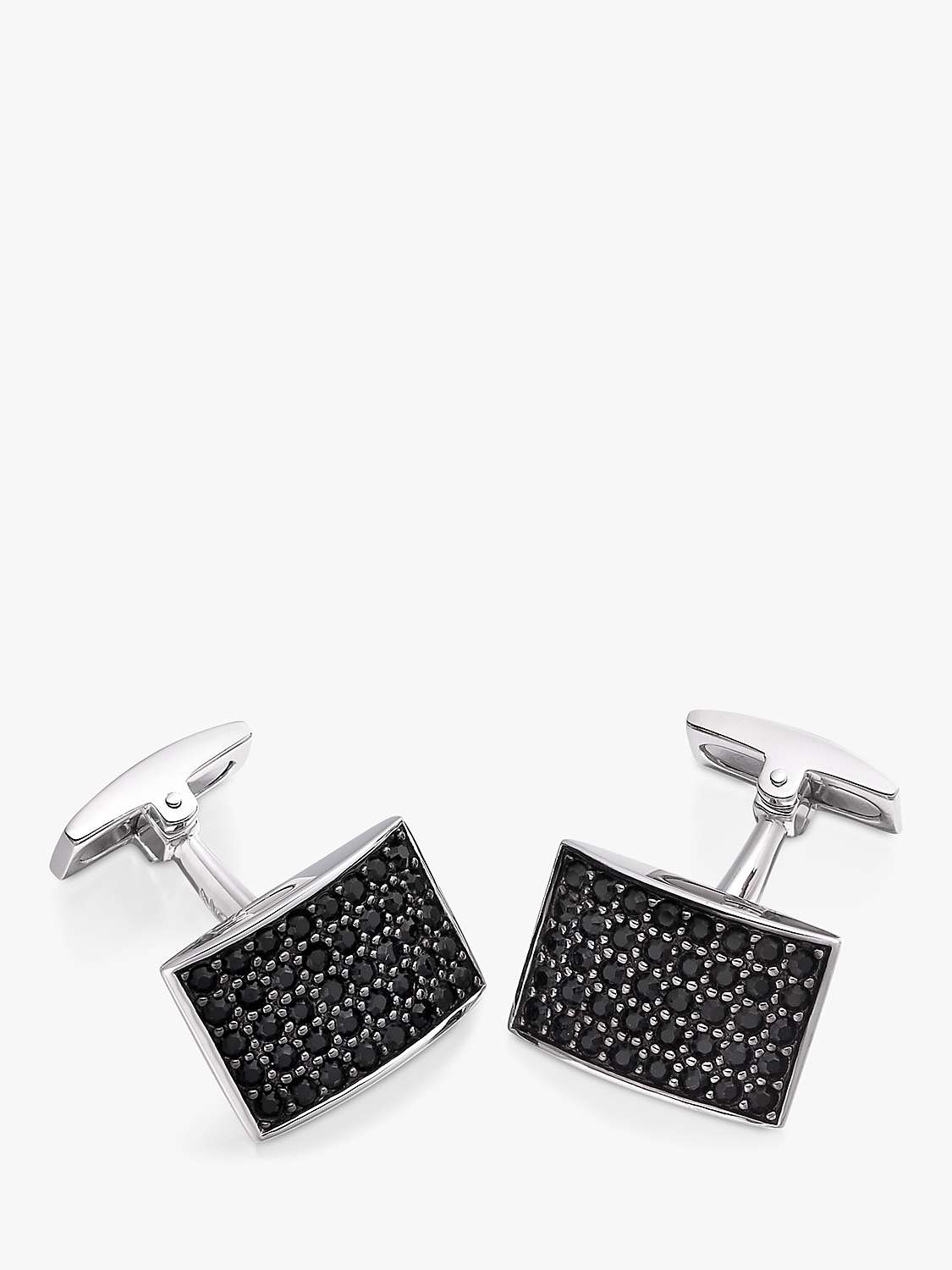 Buy Hoxton London Cubic Zirconia Curve Rectangle Cufflinks, Silver/Black Online at johnlewis.com