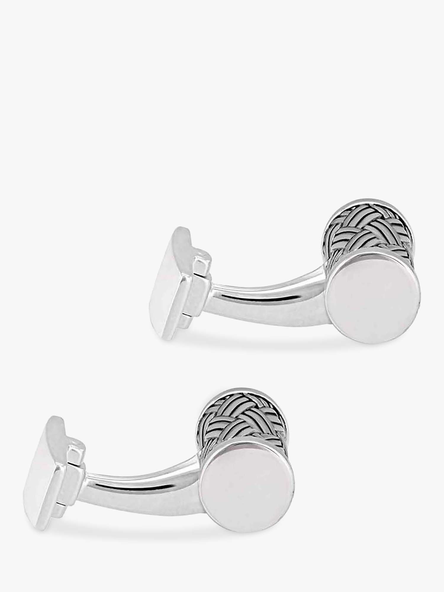 Buy Hoxton London Woven Pattern Cylinder Oxidised Cufflinks, Silver Online at johnlewis.com