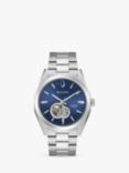 Bulova 96A275 Men's Surveyor Automatic Heartbeat Bracelet Strap Watch, Silver/Blue