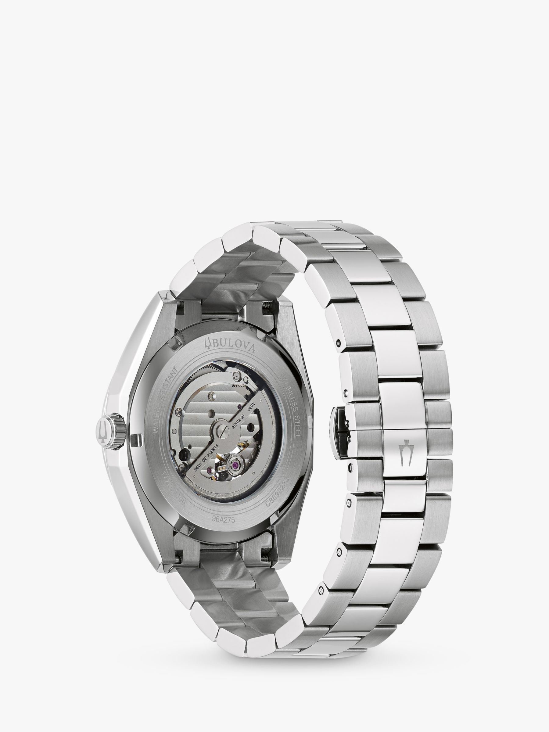 Buy Bulova 96A275 Men's Surveyor Automatic Heartbeat Bracelet Strap Watch, Silver/Blue Online at johnlewis.com