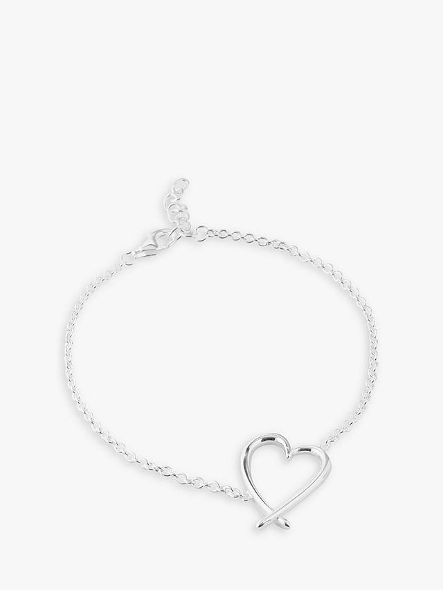 Simply Silver Open Heart Chain Bracelet, Silver