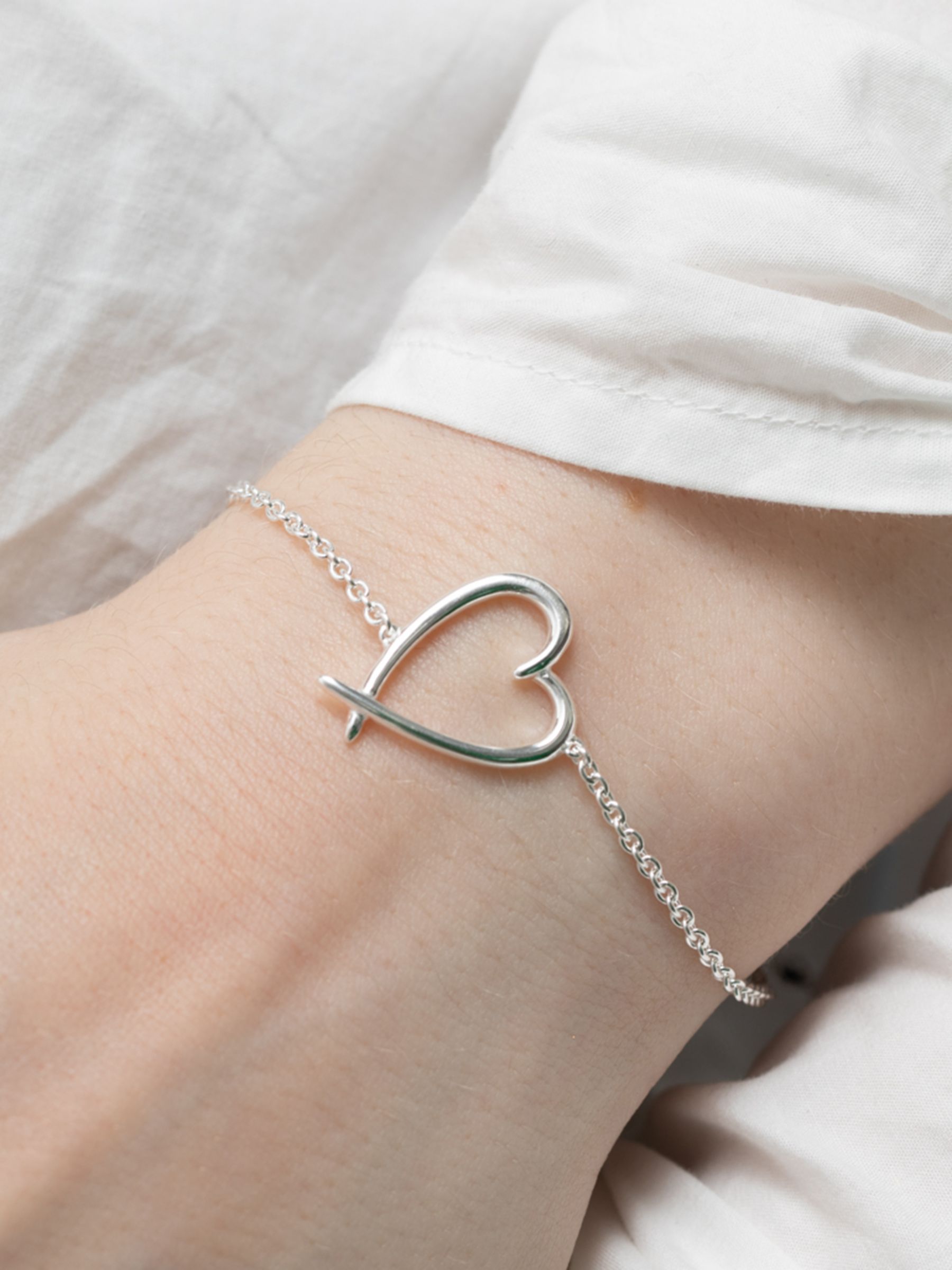 Buy Simply Silver Open Heart Chain Bracelet, Silver Online at johnlewis.com