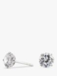 Simply Silver Round Cubic Zirconia Stud Earrings, Silver/Clear