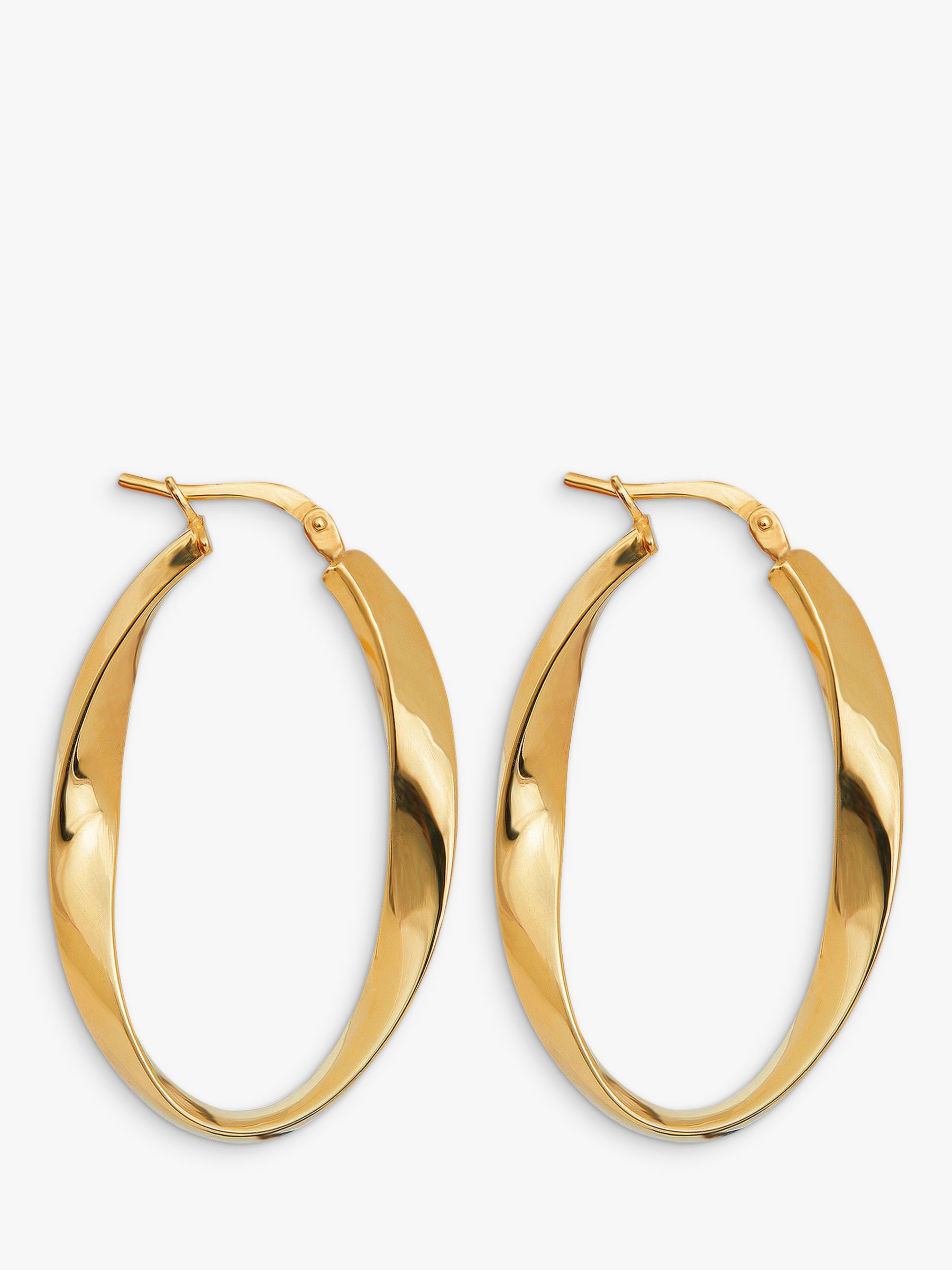 Simply Silver Oval Twist Hoop Earrings, Gold at John Lewis & Partners