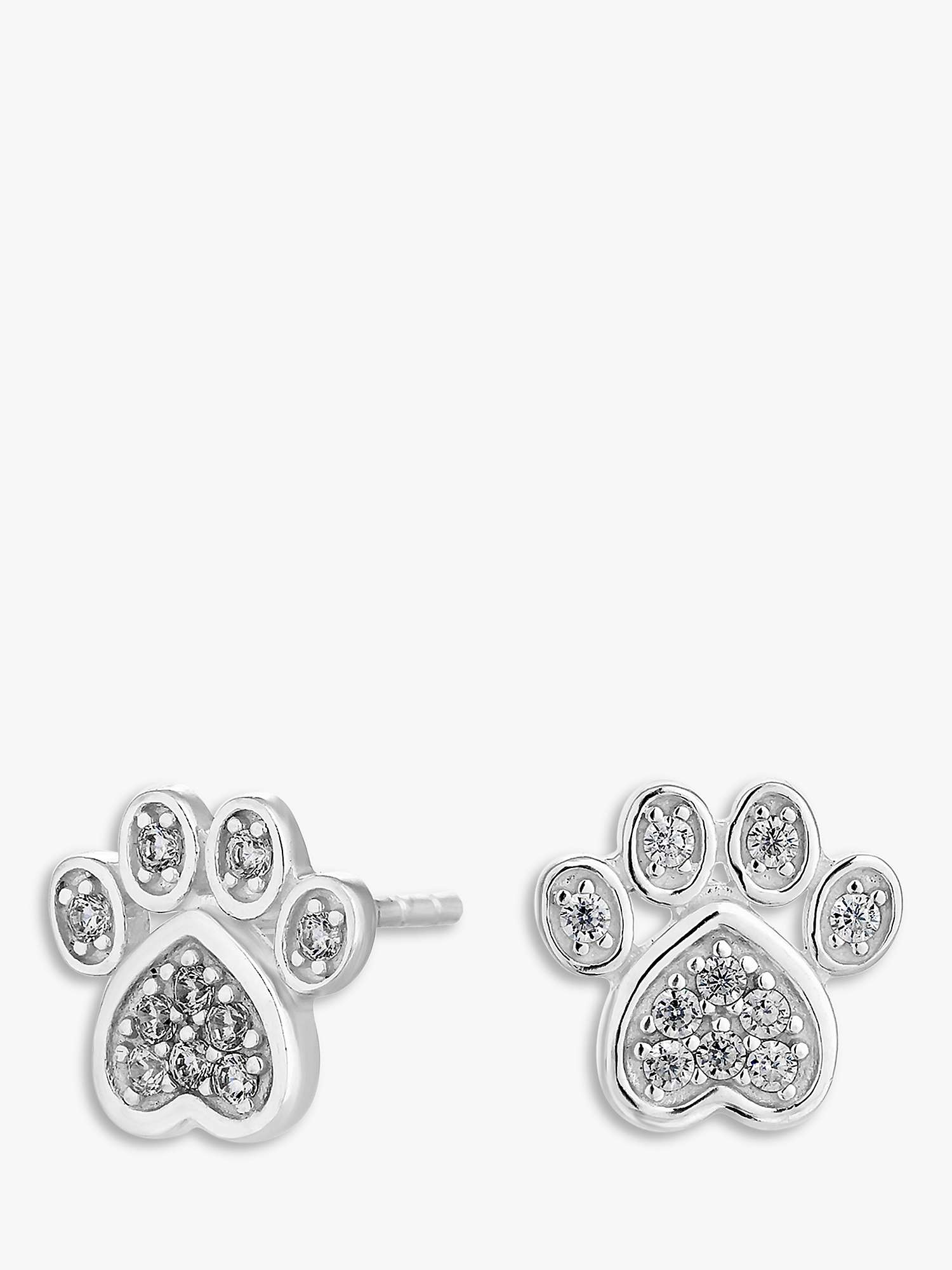 Buy Simply Silver Cubic Zirconia Paw Stud Earrings, Silver Online at johnlewis.com
