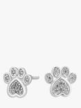 Simply Silver Cubic Zirconia Paw Stud Earrings, Silver