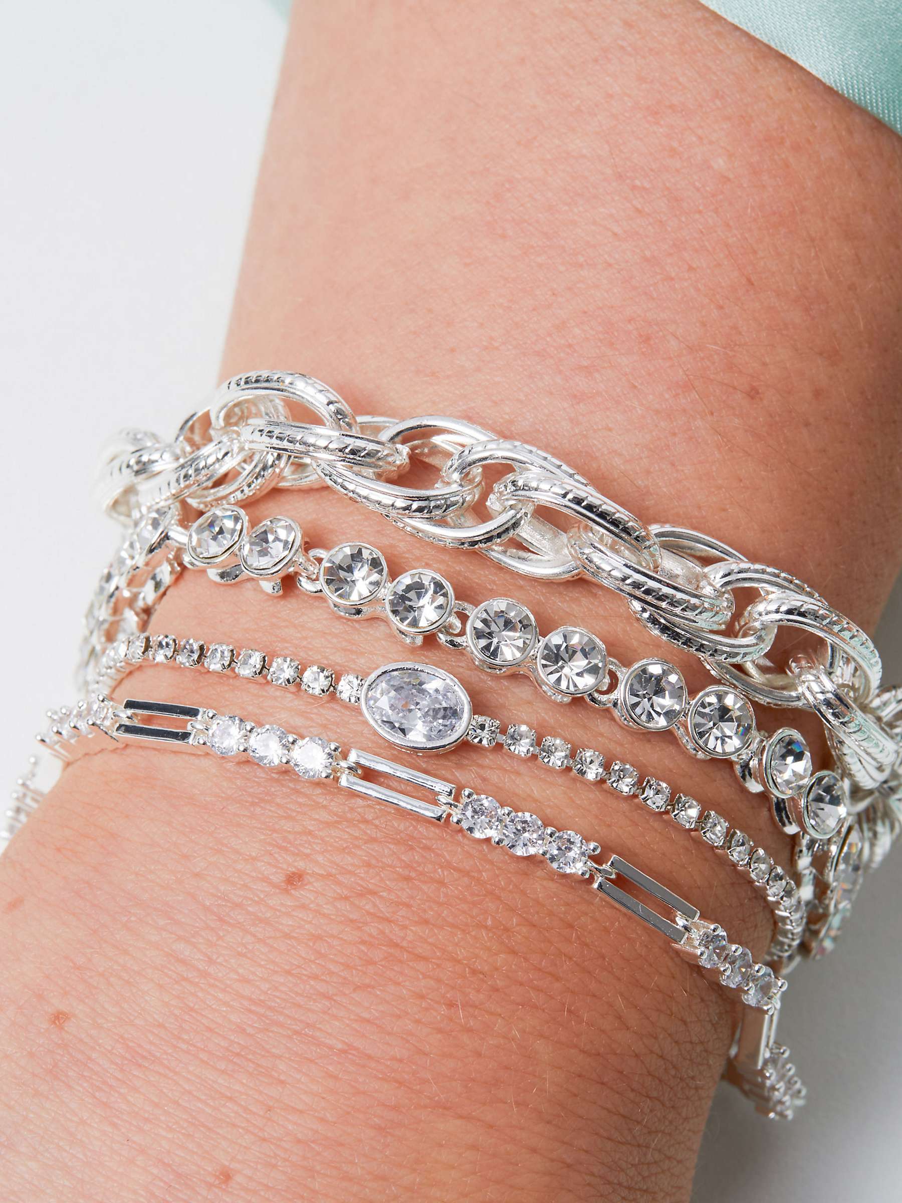 Buy Jon Richard Glass Stone Tennis Bracelet, Silver/Clear Online at johnlewis.com