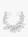 Jon Richard Bridal Olivia Crystal Pave Leaf Double Hair Comb, Silver