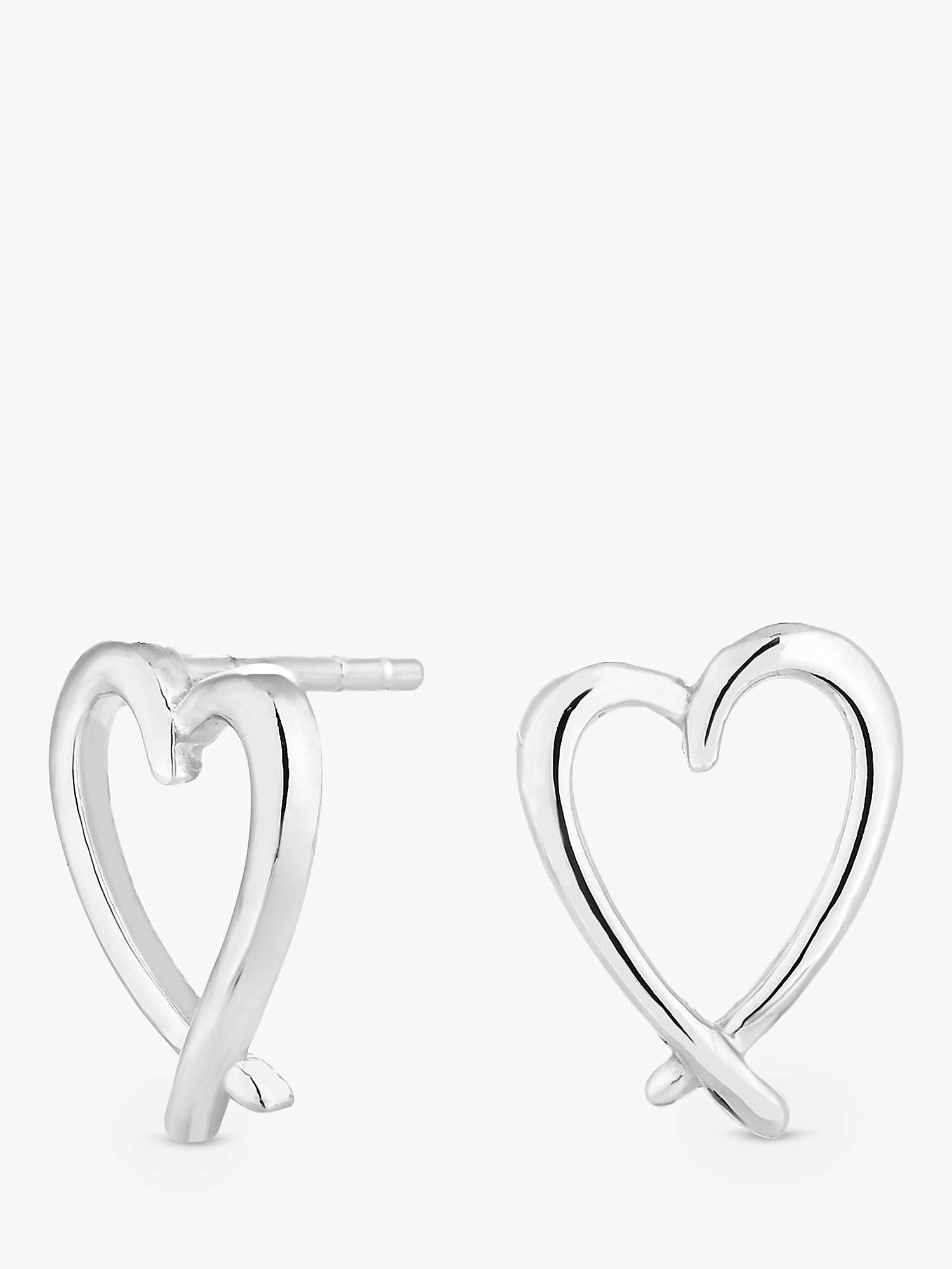 Buy Simply Silver Crossover Heart Stud Earrings, Silver Online at johnlewis.com