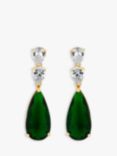 Jon Richard Cubic Zirconia Pear Shaped Drop Earrings, Gold/Green