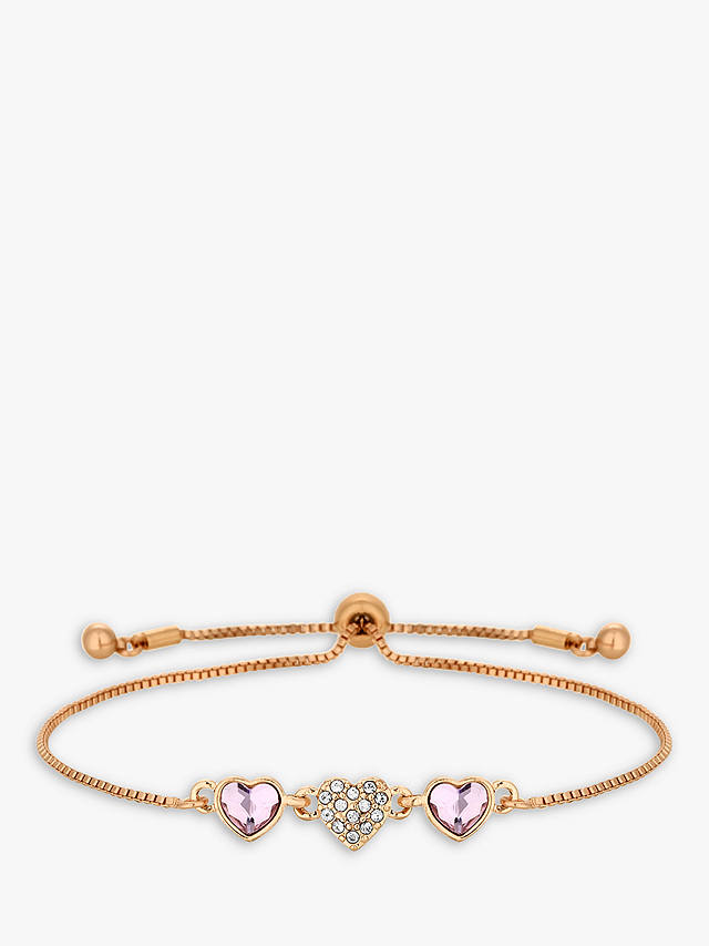 Jon Richard Radiance Collection Dancing Hearts Crystal Toggle Bracelet, Rose Gold/Pink