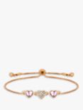 Jon Richard Radiance Collection Dancing Hearts Crystal Toggle Bracelet, Rose Gold/Pink