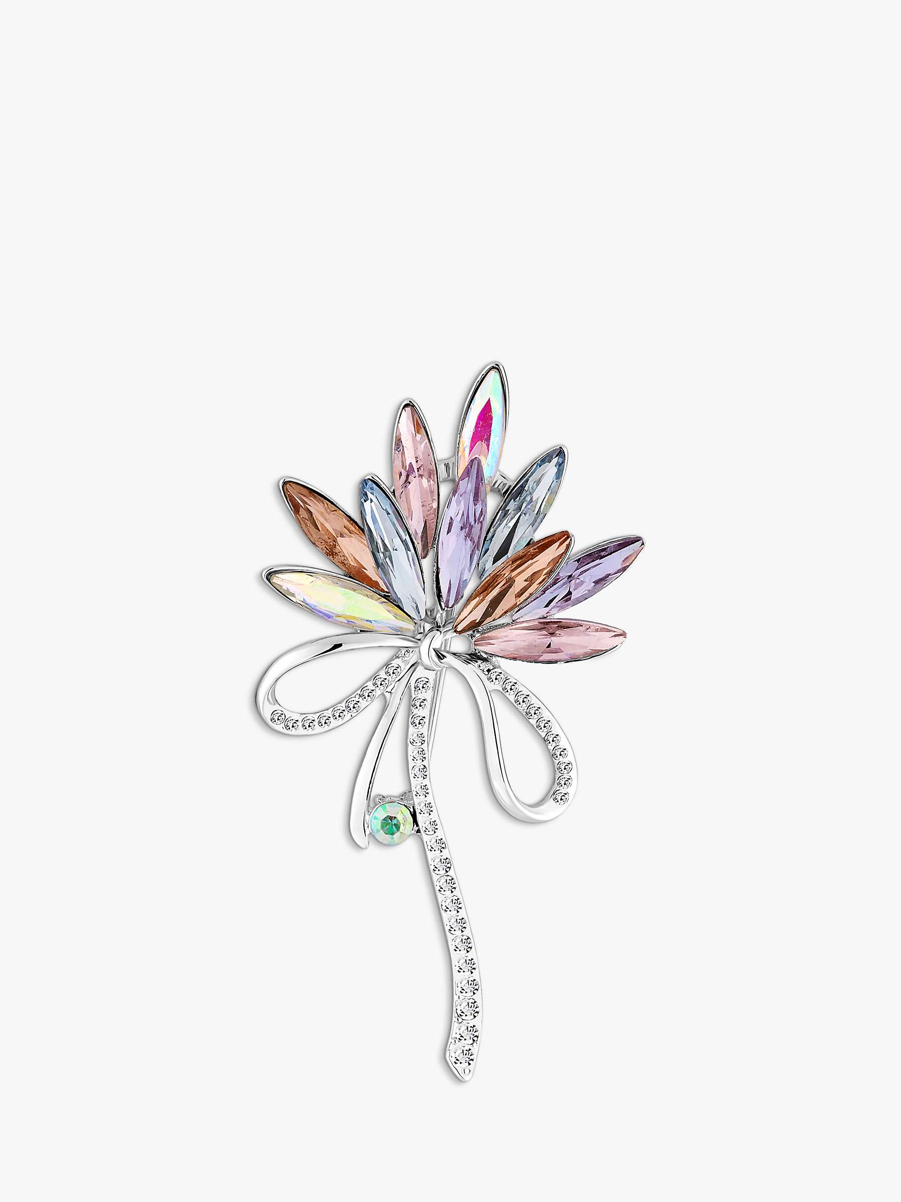 Buy Jon Richard Crystal Pave Floral Ribbon Brooch, Silver/Multi Online at johnlewis.com