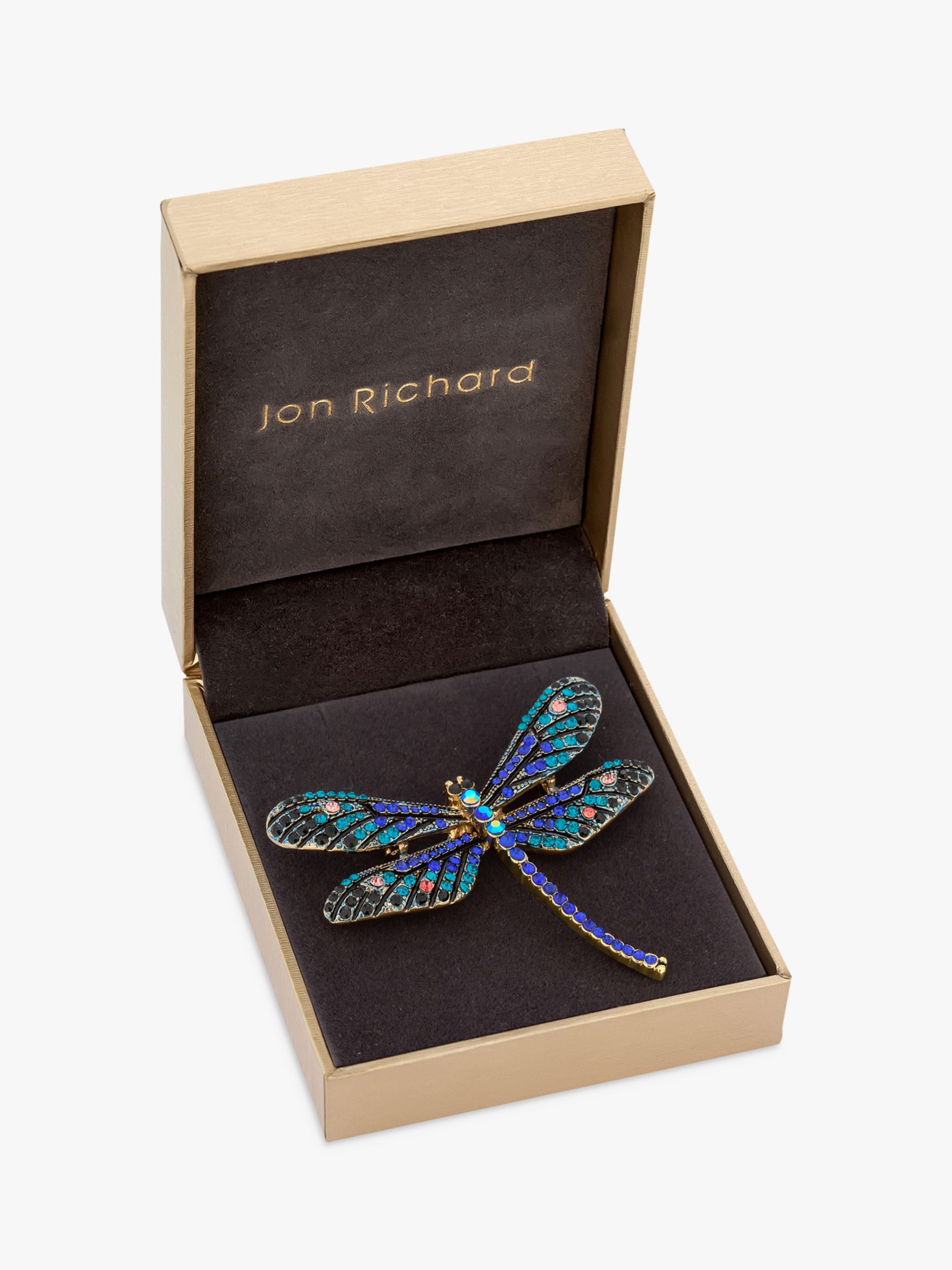 Buy Jon Richard Crystal Dragonfly Brooch, Gold/Multi Online at johnlewis.com