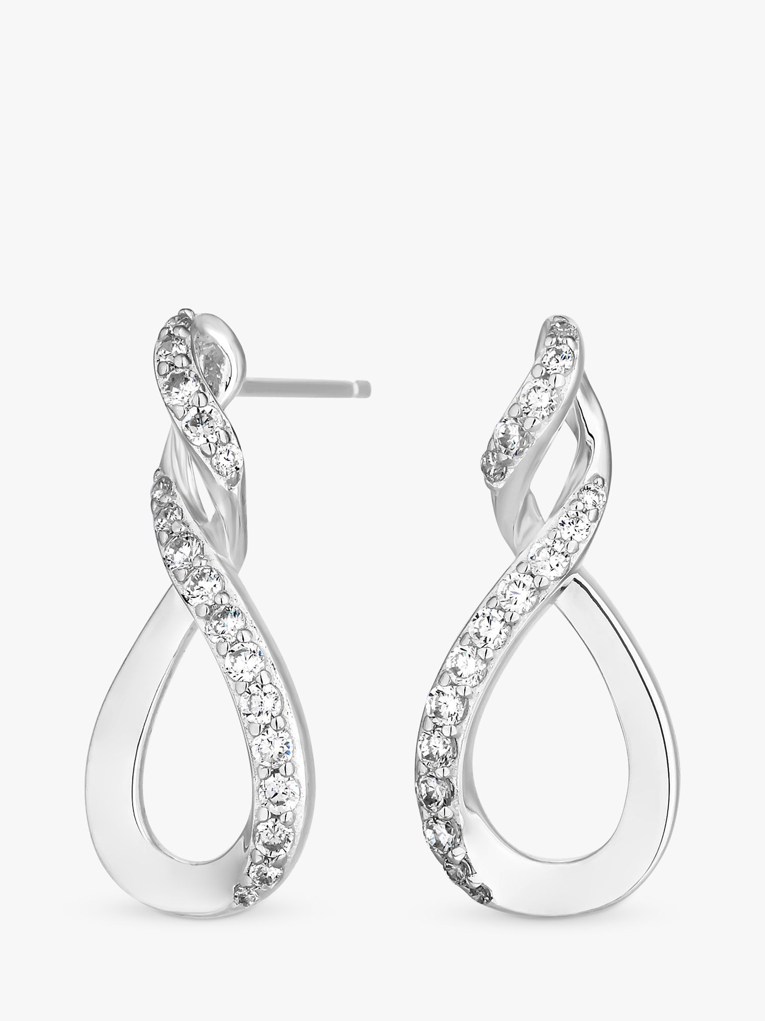 Simply Silver Cubic Zirconia Infinity Drop Earrings Silver At John Lewis And Partners 
