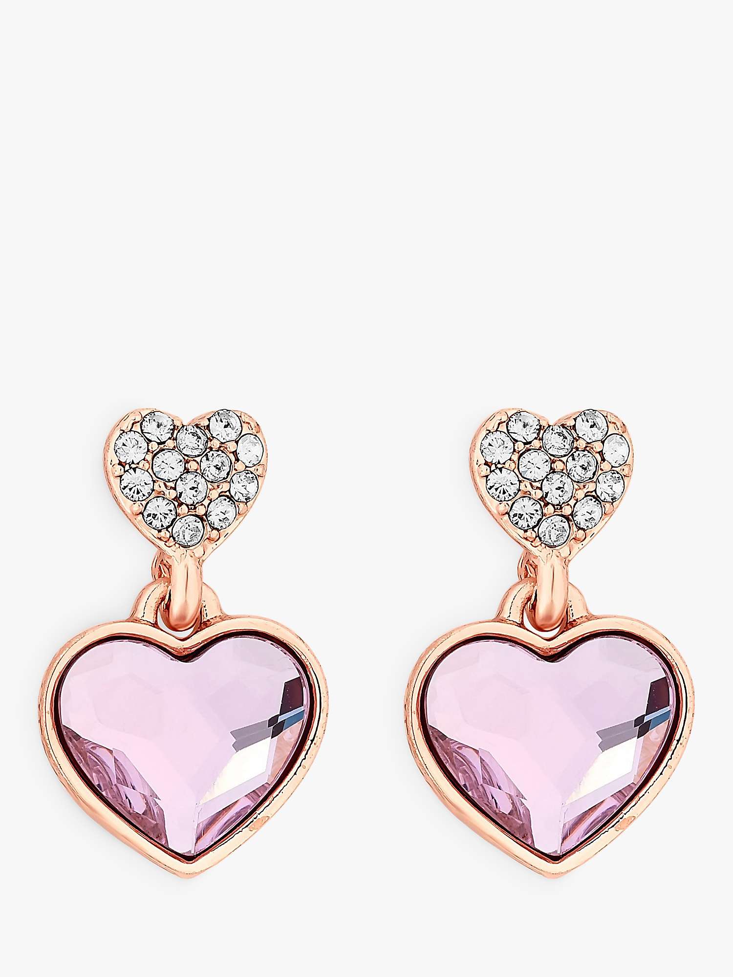 Buy Jon Richard Radiance Collection Crystal Heart Drop Earrings, Rose Gold/Pink Online at johnlewis.com