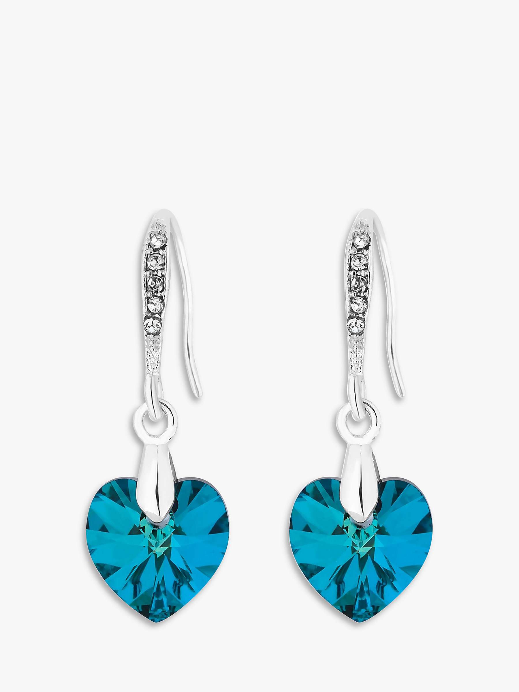 Buy Jon Richard Radiance Collection Crystal Heart Drop Earrings, Silver/Blue Online at johnlewis.com
