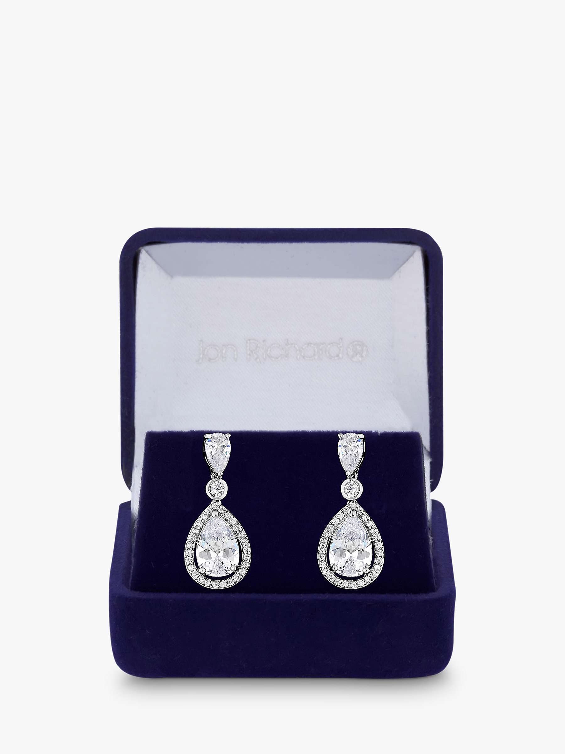 Buy Jon Richard Cubic Zirconia Pear Shaped Drop Earrings, Silver Online at johnlewis.com