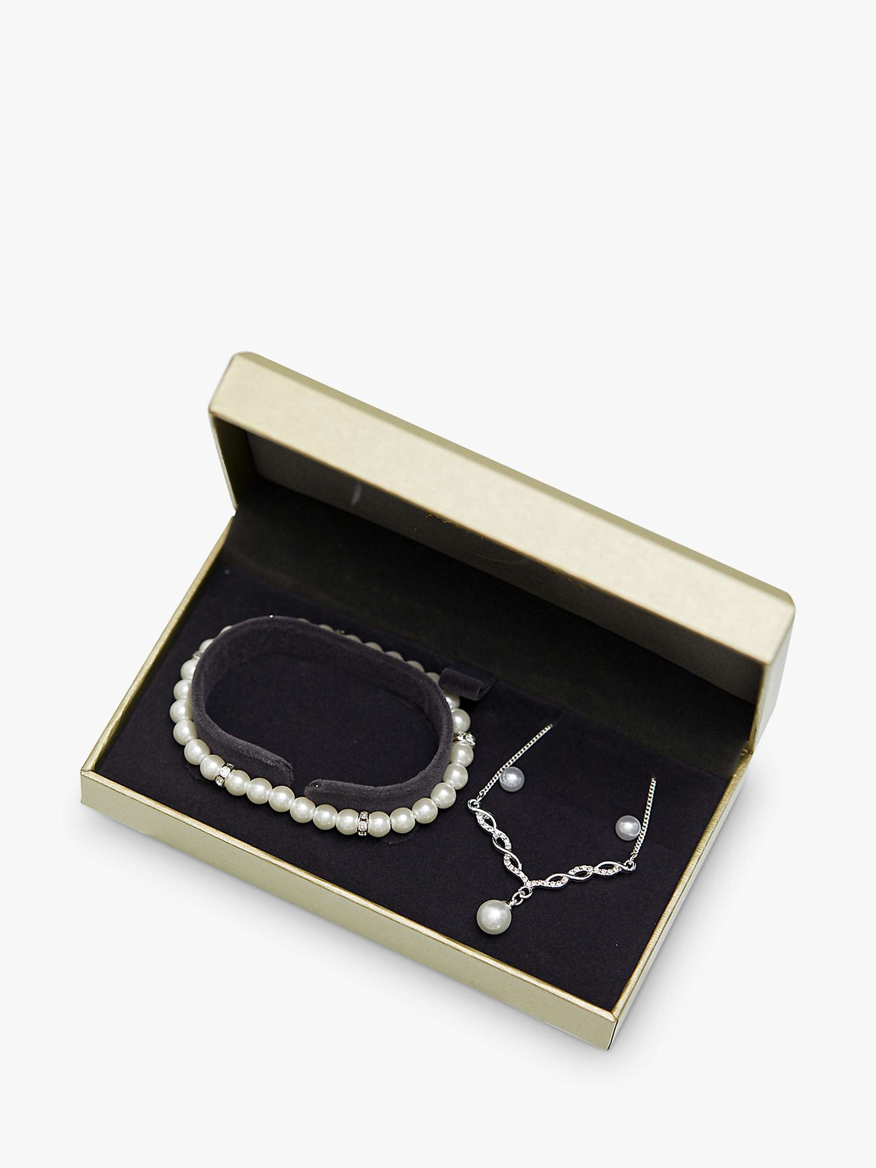 Buy Jon Richard Glass & Pearls Twist Pendant Necklace, Bracelet and Drop Earrings Jewellery Gift Set, Silver Online at johnlewis.com