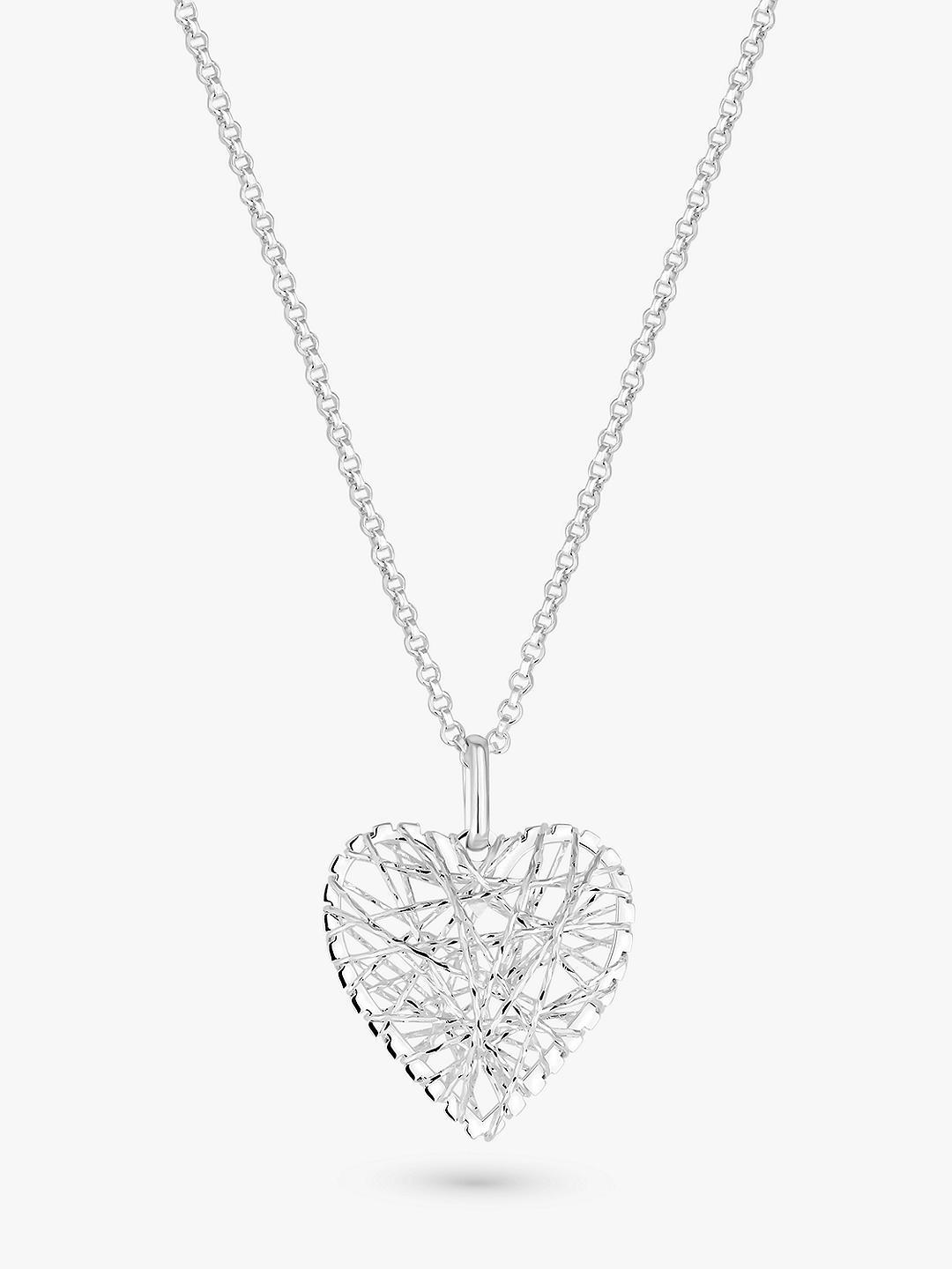 Simply Silver Wire Wrap Heart Pendant Necklace, Silver