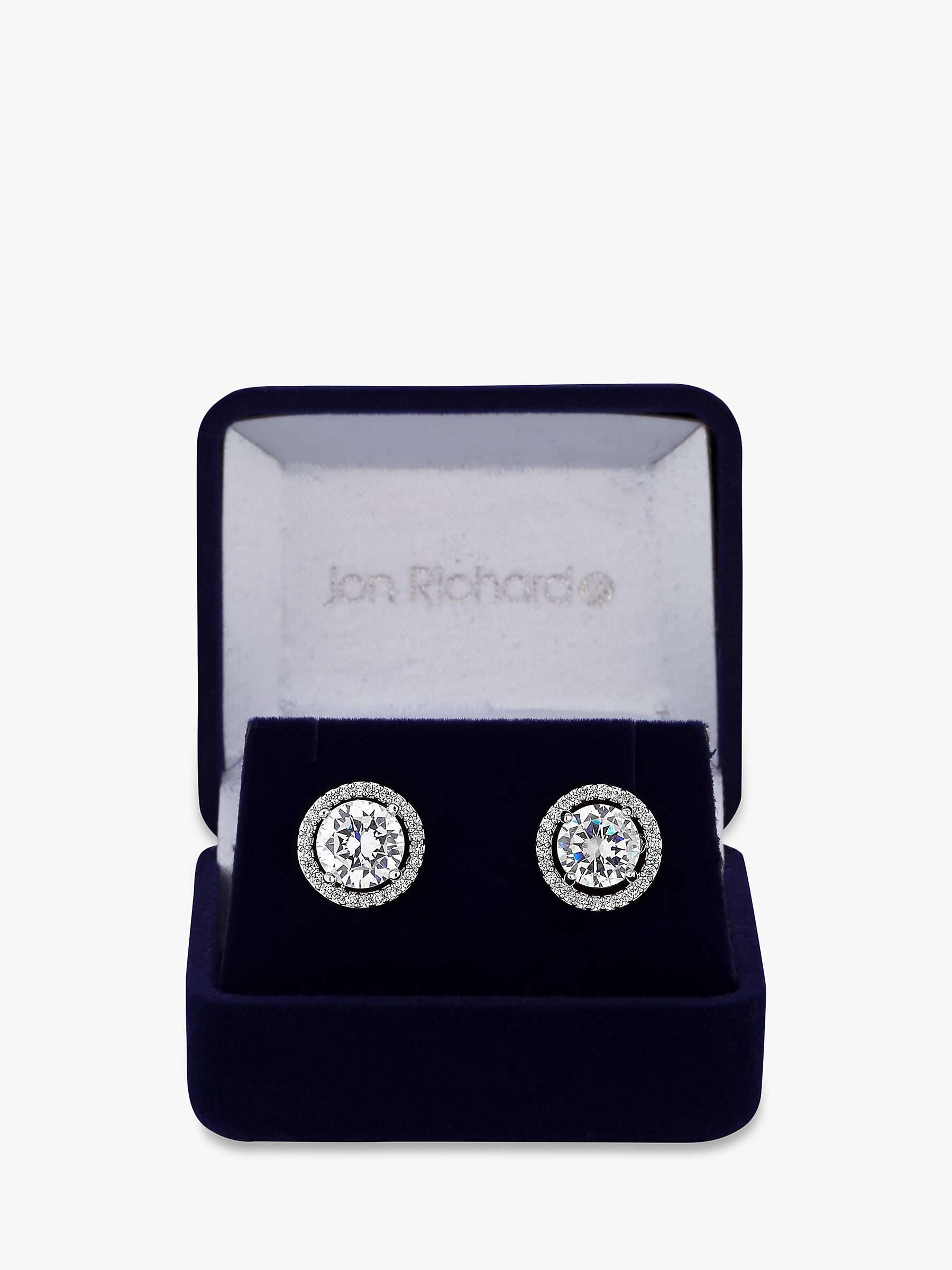 Buy Jon Richard Cubic Zirconia Circle Stud Earrings, Silver Online at johnlewis.com