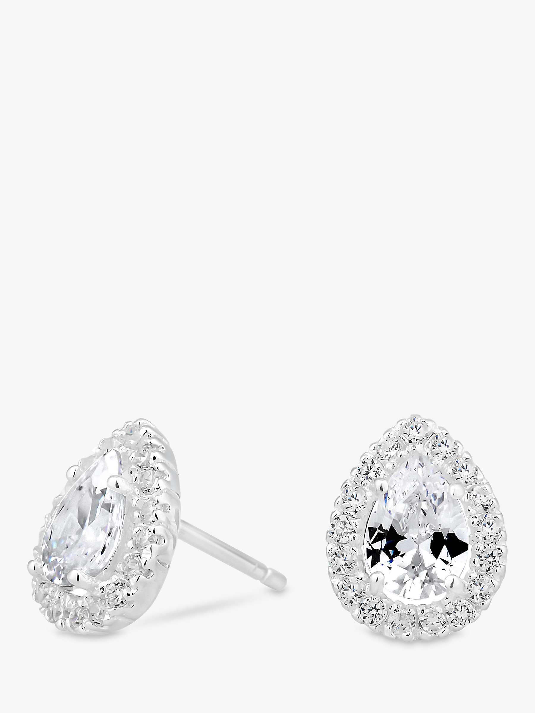 Buy Simply Silver Cubic Zirconia Cluster Teardrop Stud Earrings, Silver Online at johnlewis.com