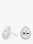 Simply Silver Cubic Zirconia Cluster Teardrop Stud Earrings, Silver