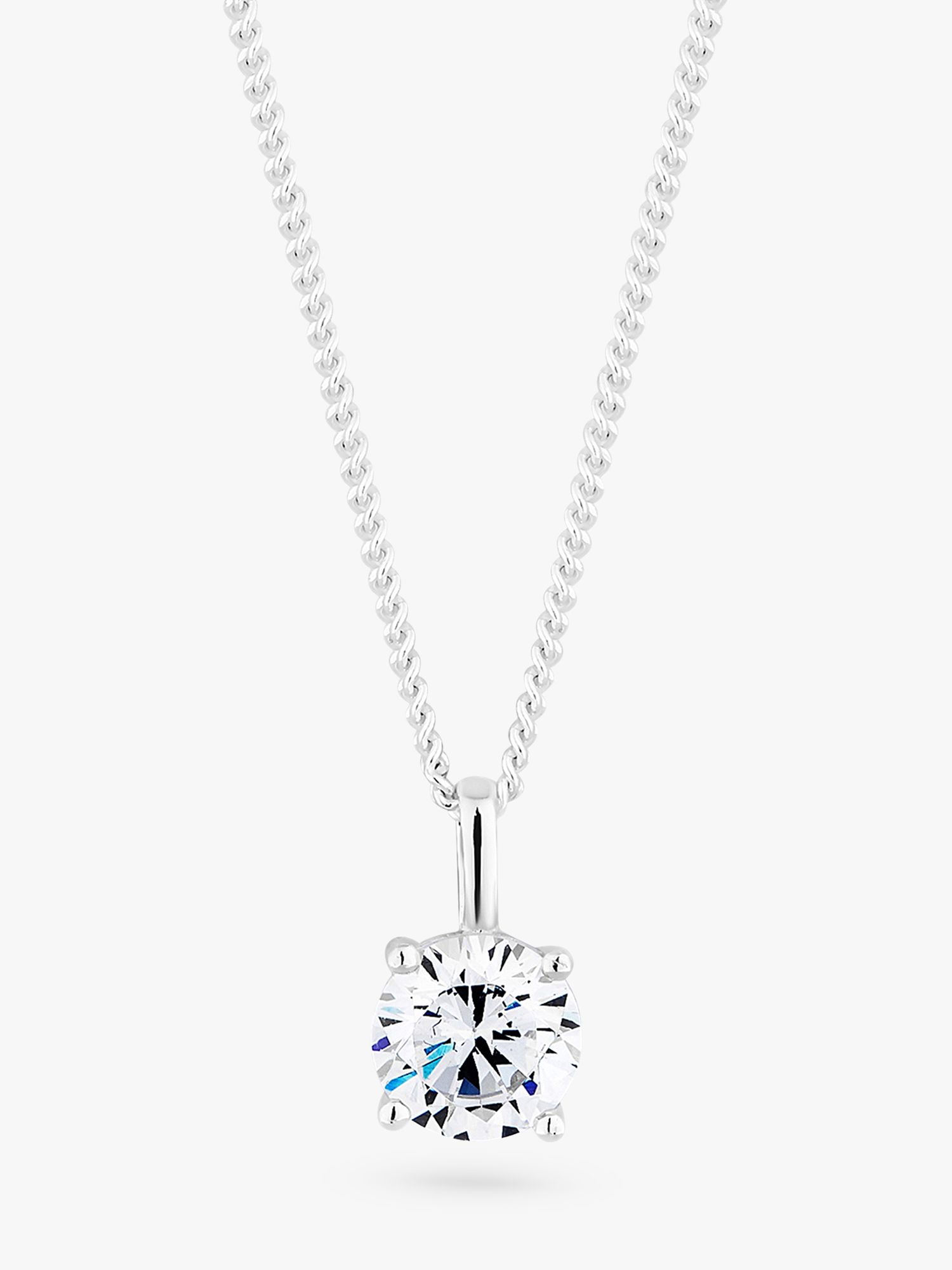 Simply Silver Round Cubic Zirconia Pendant Necklace, Silver at John ...