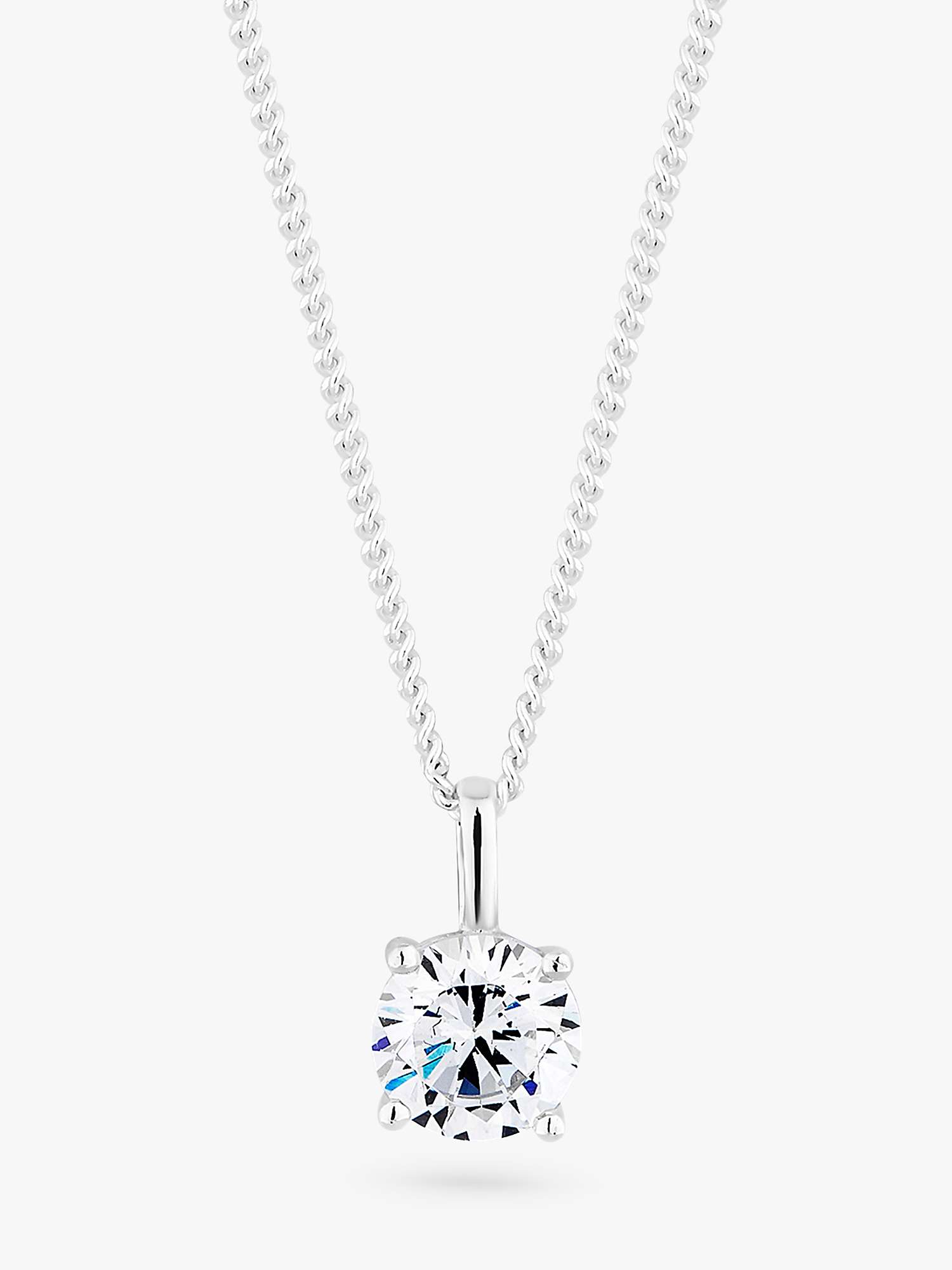 Buy Simply Silver Round Cubic Zirconia Pendant Necklace, Silver Online at johnlewis.com