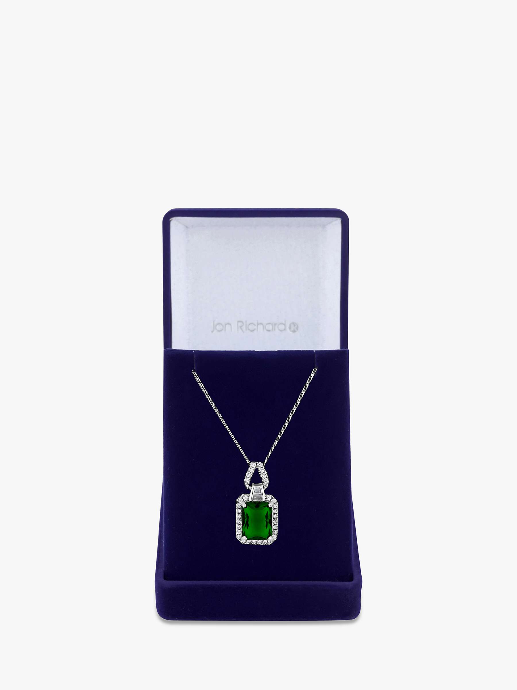Buy Jon Richard Cubic Zirconia Emerald Pave Short Pendant Necklace, Silver Online at johnlewis.com