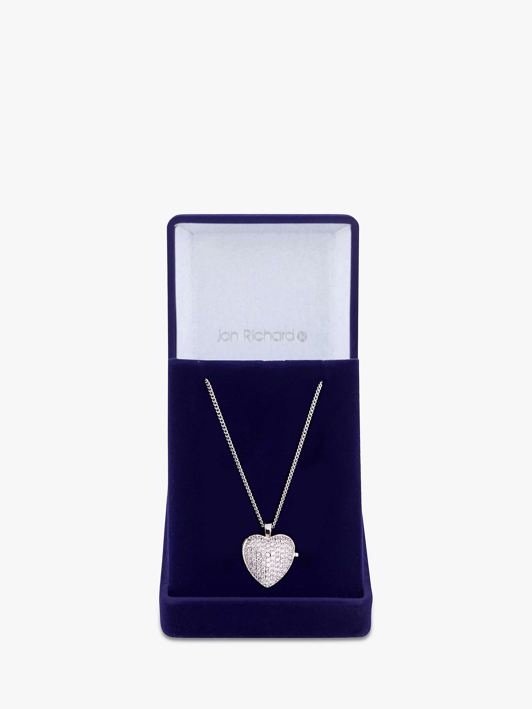 Buy Jon Richard Cubic Zirconia Heart Locket Pendant Necklace, Silver Online at johnlewis.com