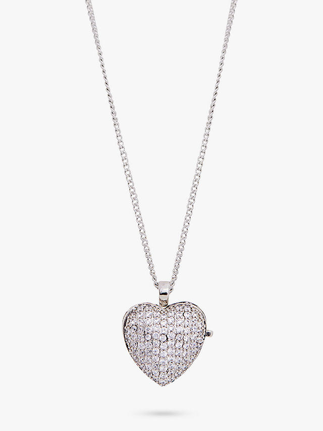 Jon Richard Cubic Zirconia Heart Locket Pendant Necklace, Silver
