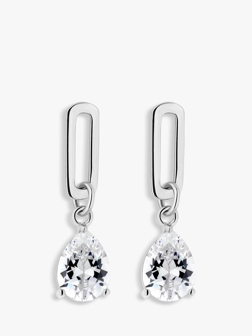 Simply Silver Cubic Zirconia Link Drop Earrings Silverclear At John Lewis And Partners 
