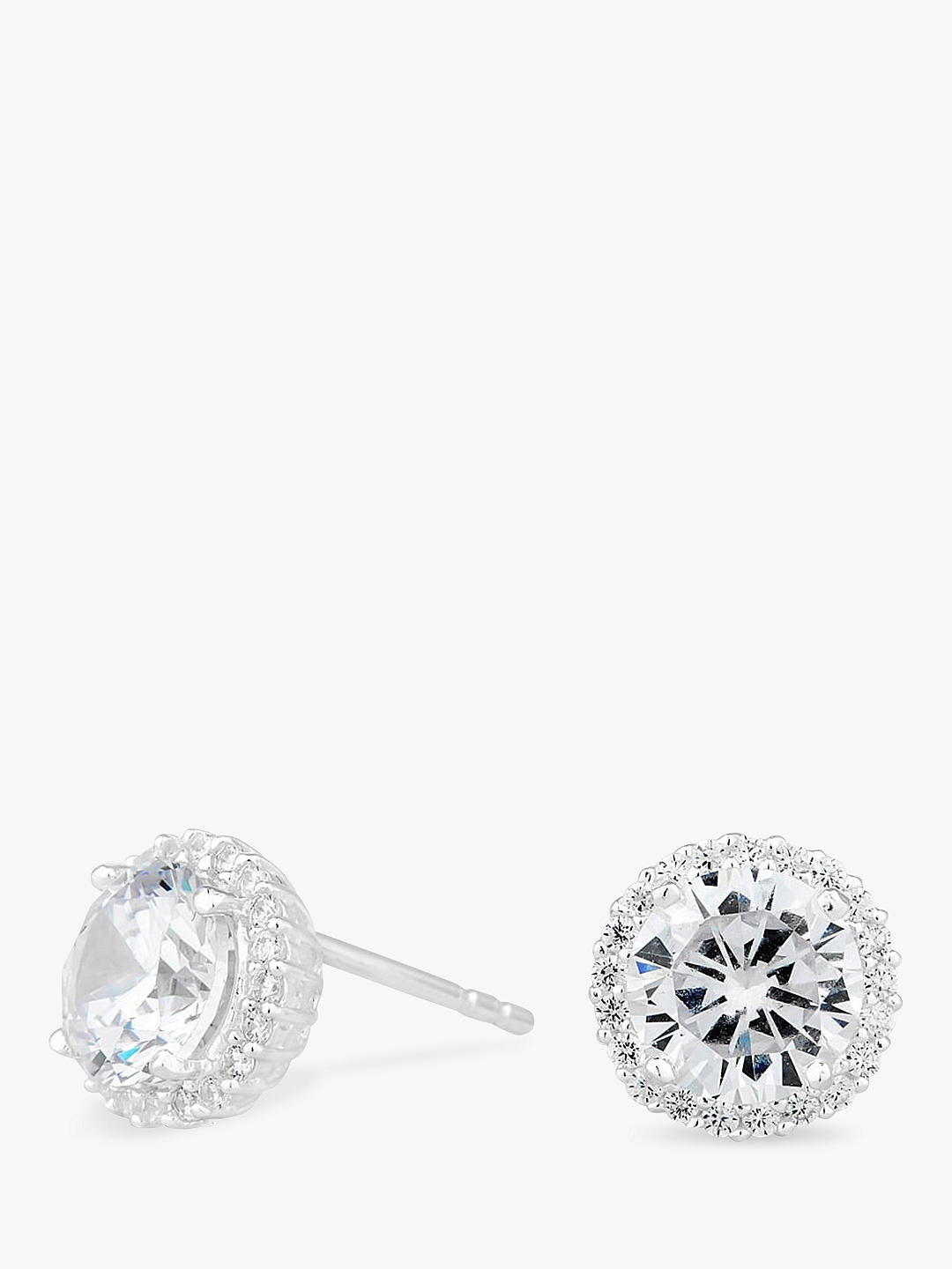 Simply Silver Round Cubic Zirconia Stud Earrings, Silver
