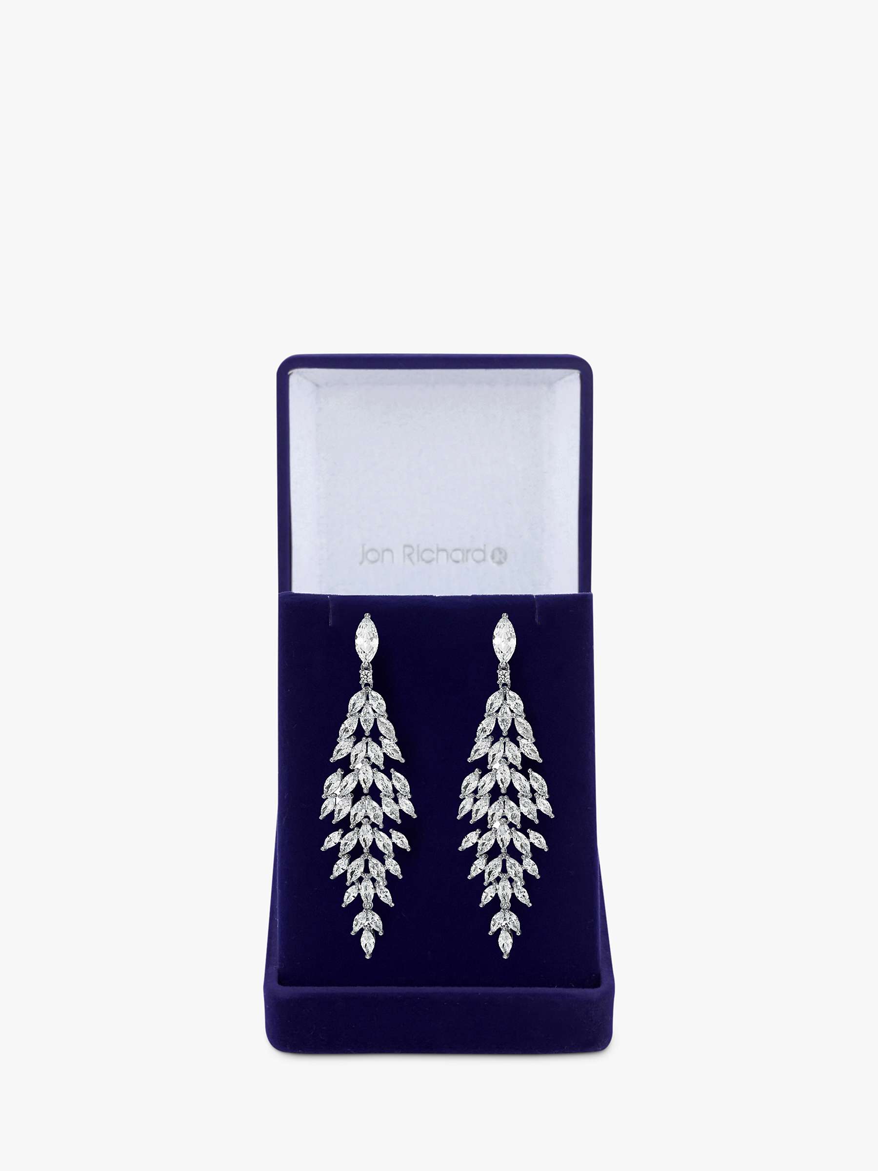 Buy Jon Richard Navette Cubic Zirconia Drop Earrings, Silver Online at johnlewis.com