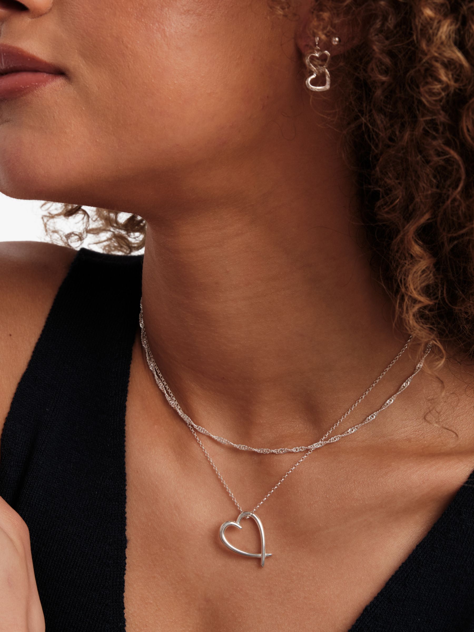 Buy Simply Silver Open Heart Pendant Necklace, Silver Online at johnlewis.com