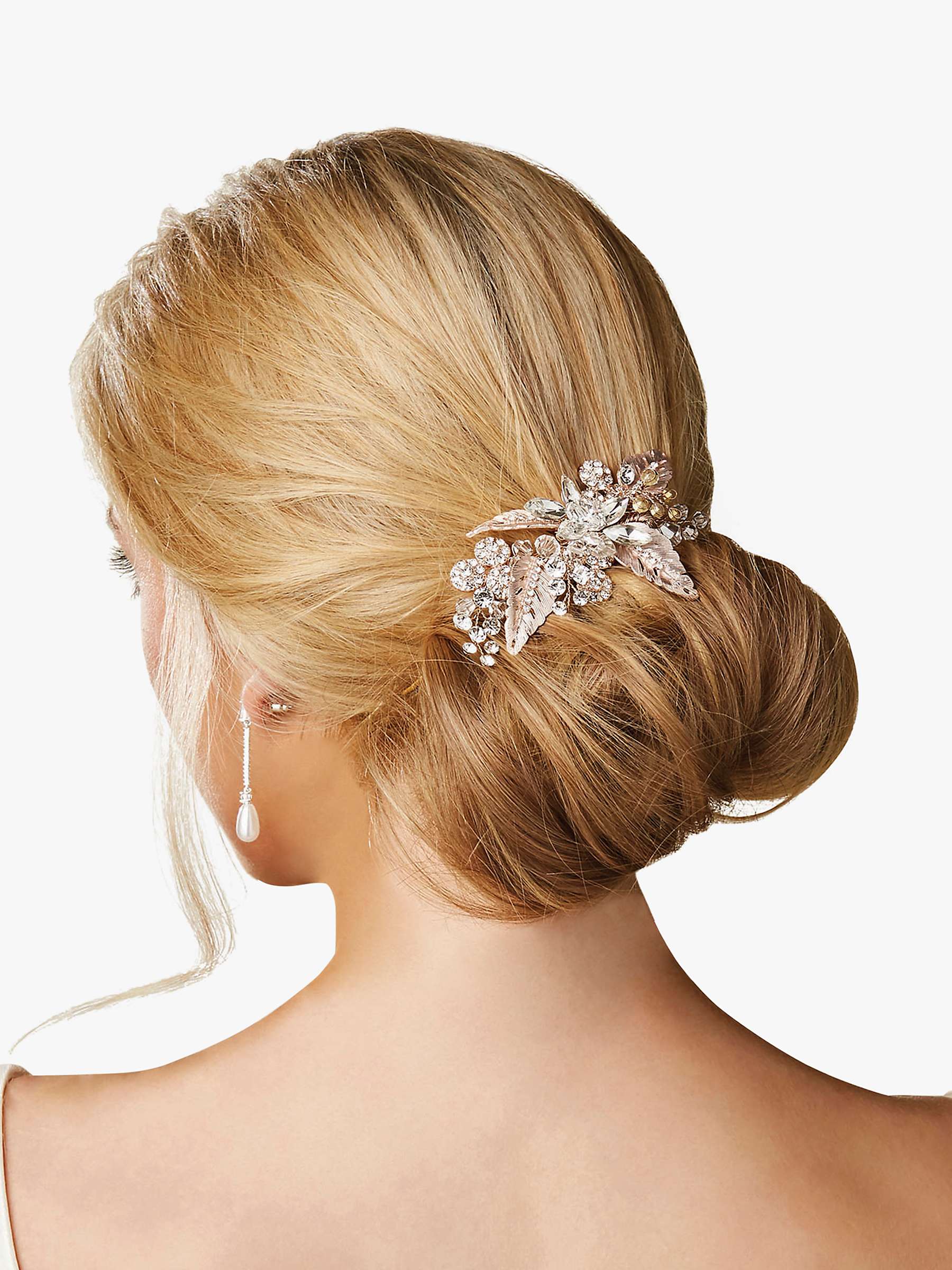 Buy Jon Richard Bridal Crystal Leaf Hair Clip, Rose Gold Online at johnlewis.com