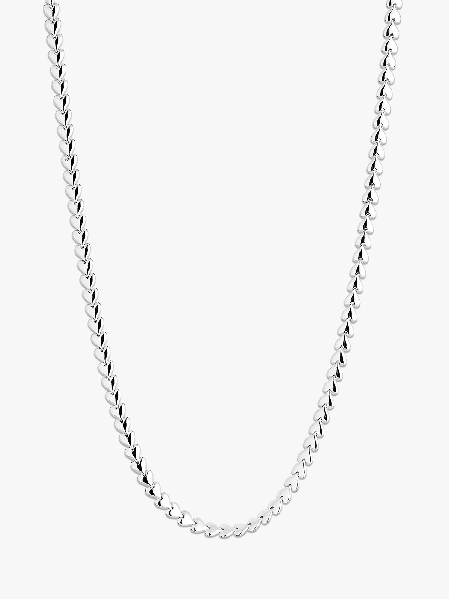 Simply Silver Heart Row Chain Necklace, Silver